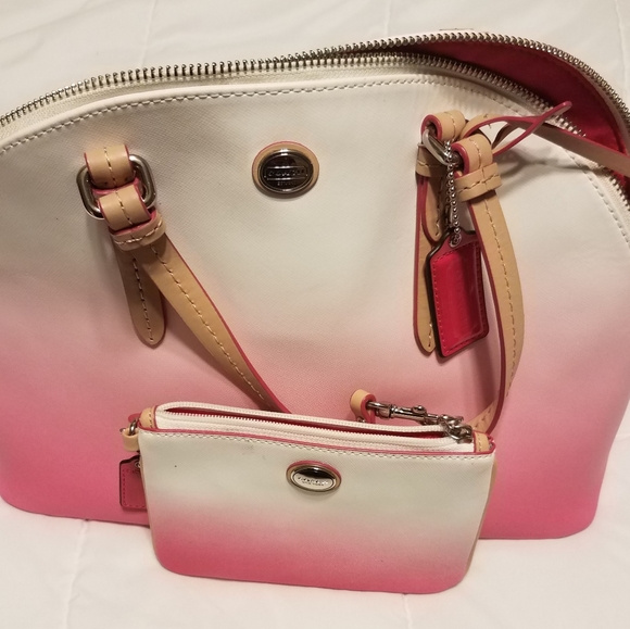 Pink and white Coach w/ Coin Purse - Picture 1 of 16